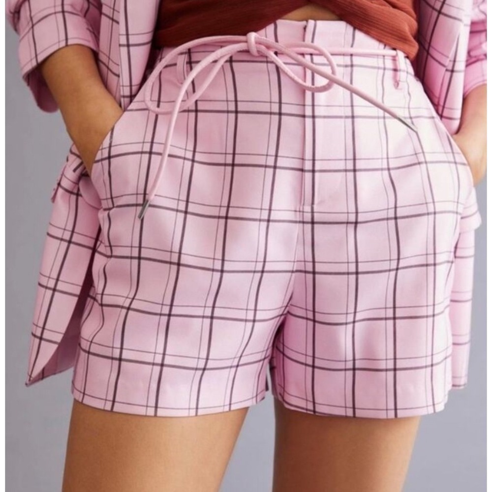 Anthropologie‎ Mare Mare Plaid Shorts Pink NEW size Small